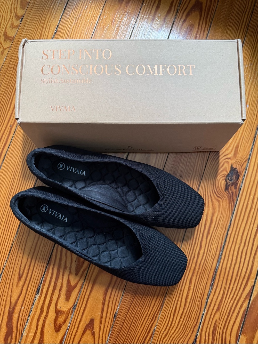 VIVAIA Women’s Black Knit Ballet Flats - Comfortable Everyday Shoes